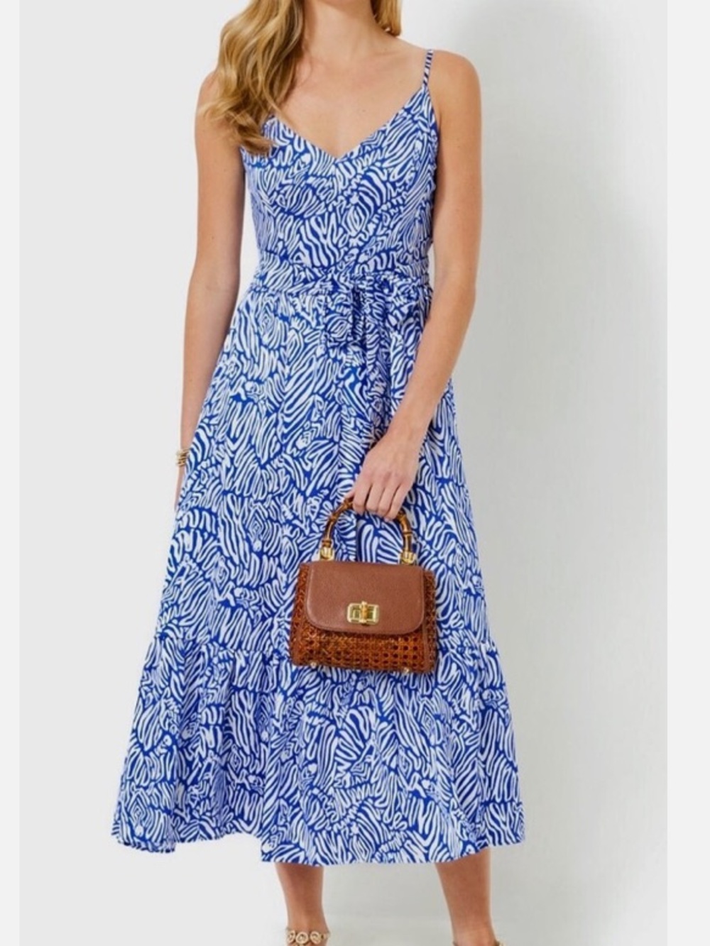 NWOT Lilly Pulitzer Marcelina Martinique Blue Zee Bebe Midi Dress Size 8